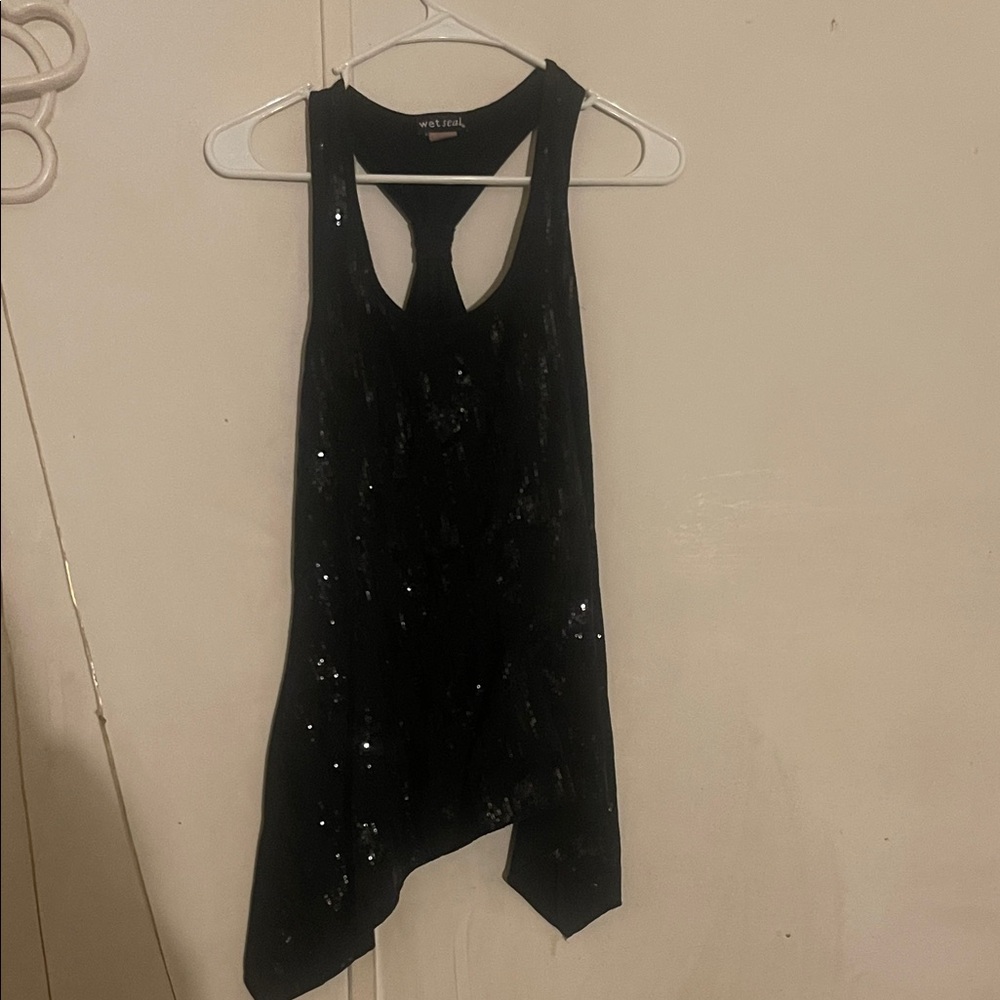 Wet Seal Black Sequin Tank Top